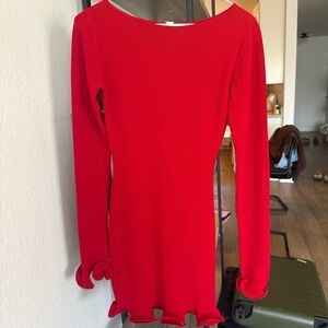 Elegant Red Long Sleeve Dress